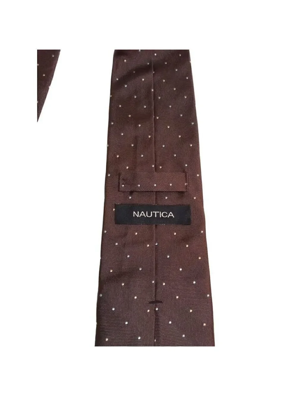 Nautica Brown Dotted Preppy Silk New Standard Width Tie